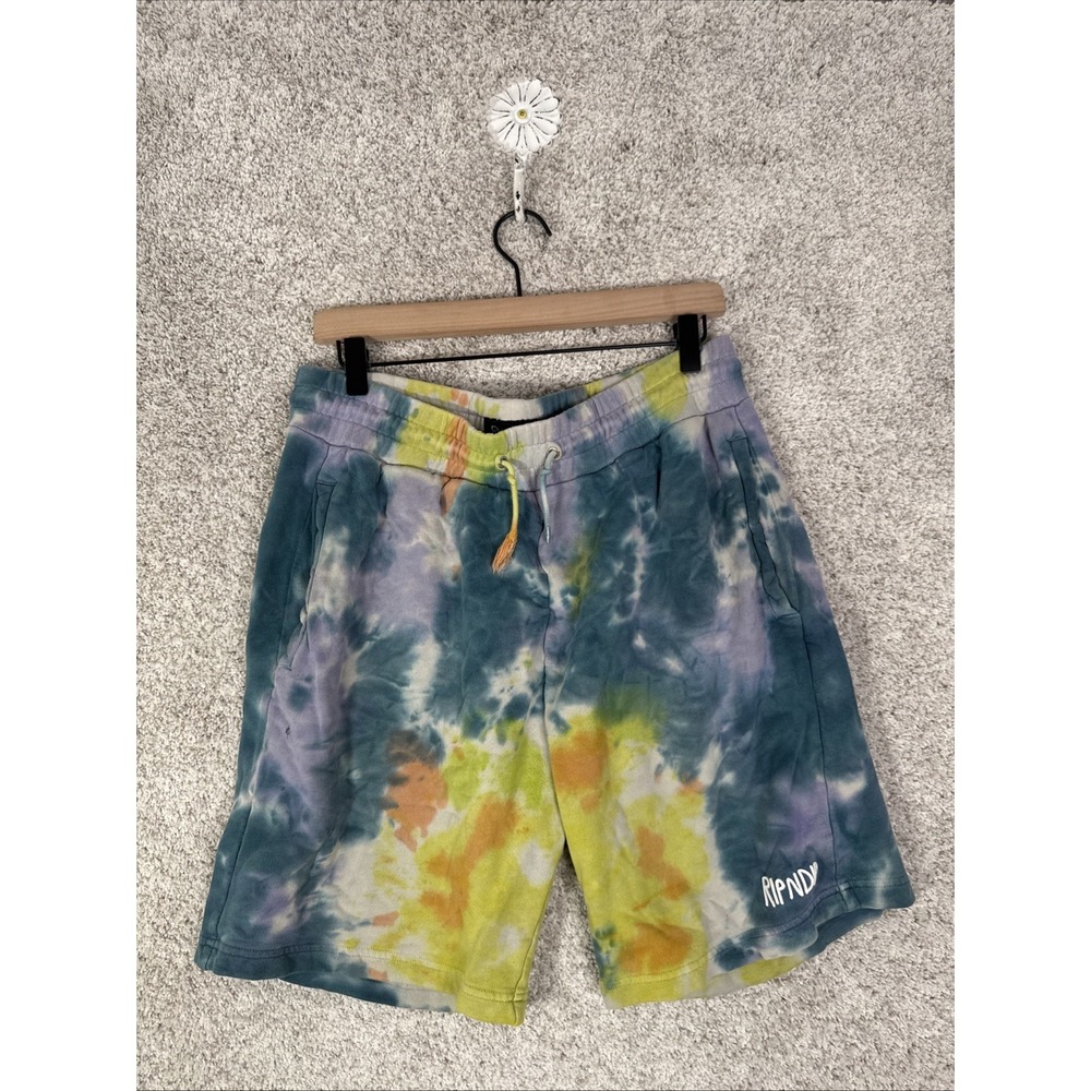 RipNDip Lord Nermal Cat Tie Dye Terry‎ Fleece 9" Inseam Heavyweight Shorts Sz. M